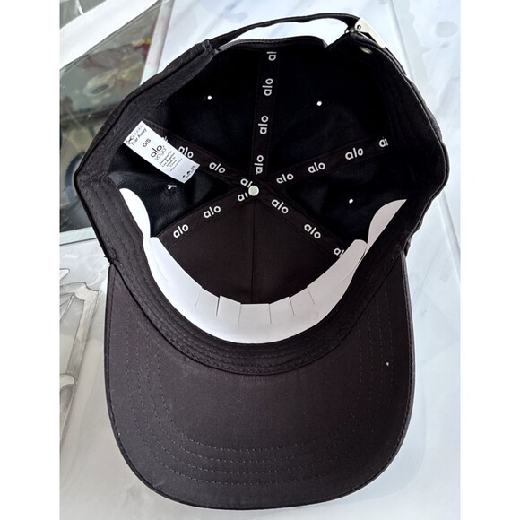 ALO Yoga Embroidered Off Duty Black White Adjustable Baseball Cap Hat NWT - Picture 6 of 9